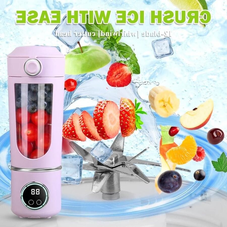 Draagbare smoothie maker 700 ml met 12 roestvrijstalen messen USB oplaadbaar ideaal voor shakes en slushy's waterdicht en zelfreinigend