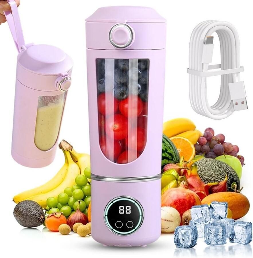Draagbare smoothie maker 700 ml voor shakes en slushy's USB oplaadbare mini blender met 12 roestvrijstalen messen waterdicht en zelfreinigend