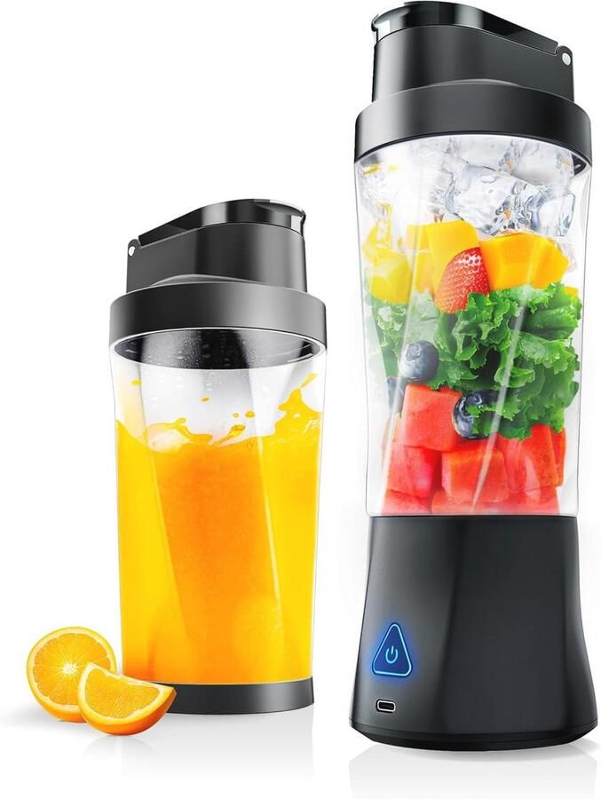 Draagbare Smoothie Maker met 700 ml Bekertje en 6000 mAh Accu Krachtige Mini Blender voor IJs en Fruit