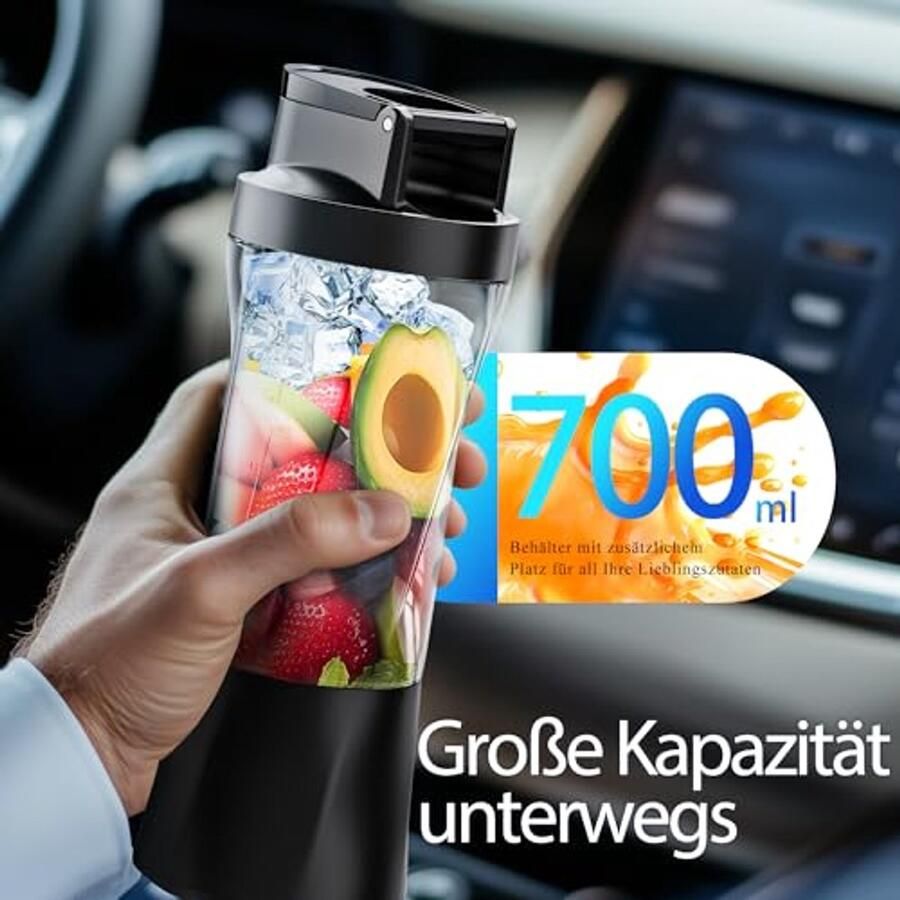 Draagbare Smoothie Maker met 700 ml Bekertje en 6000 mAh Accu Krachtige Mini Blender voor IJs en Fruit