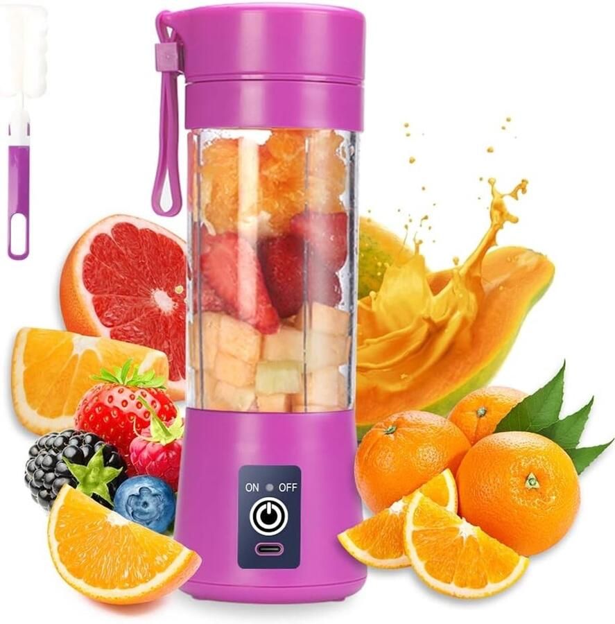 Mixer Smoothie Maker Plastic Draagbaar en Oplaadbaar Voor Smoothies en Shakes Voor Thuis en Buiten