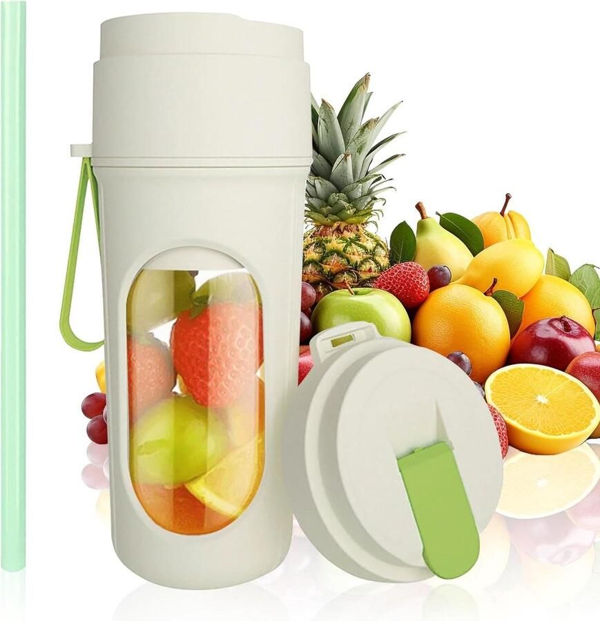Draagbare Smoothie Maker Mini Blender Gezonde Dranken Maken 12 RVS Messen 450 ml Groen