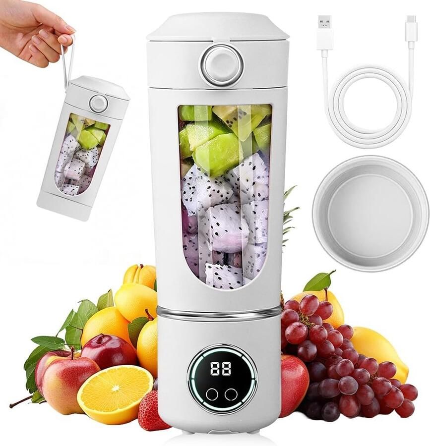 Draagbare Smoothie Maker Mini Blender Gezonde Drankjes Maken 12 Roestvrijstalen Messen 700 ml Capaciteit Wit