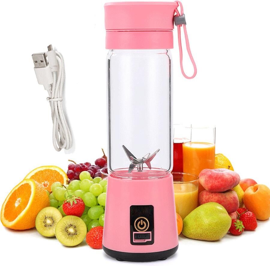 Draagbare smoothieblender Kitchen Blender Draadloze persoonlijke blender 400 ml Smoothie makers Oplaadbaar via USB-C 6 messen werken Sapbeker voor onderweg Krachtig mixen Vers geperst voor sport kantoor Roze