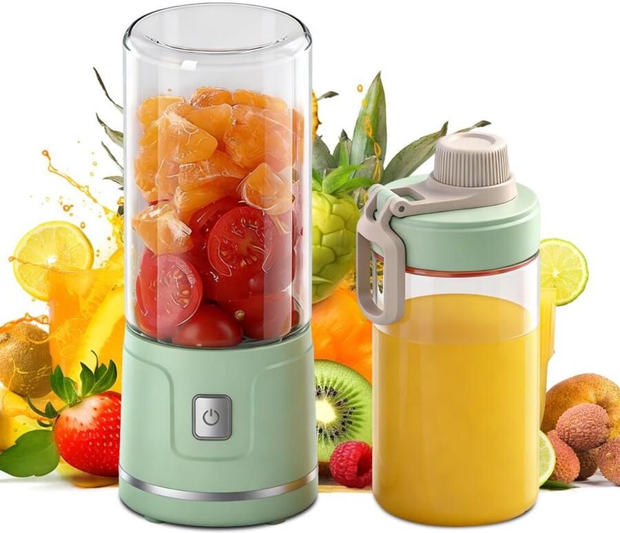 Draagbare smoothiemaker 450 ml mini-blender met 38 messen oplaadbaar voor shakes ideaal voor sport en reizen ShopVlot
