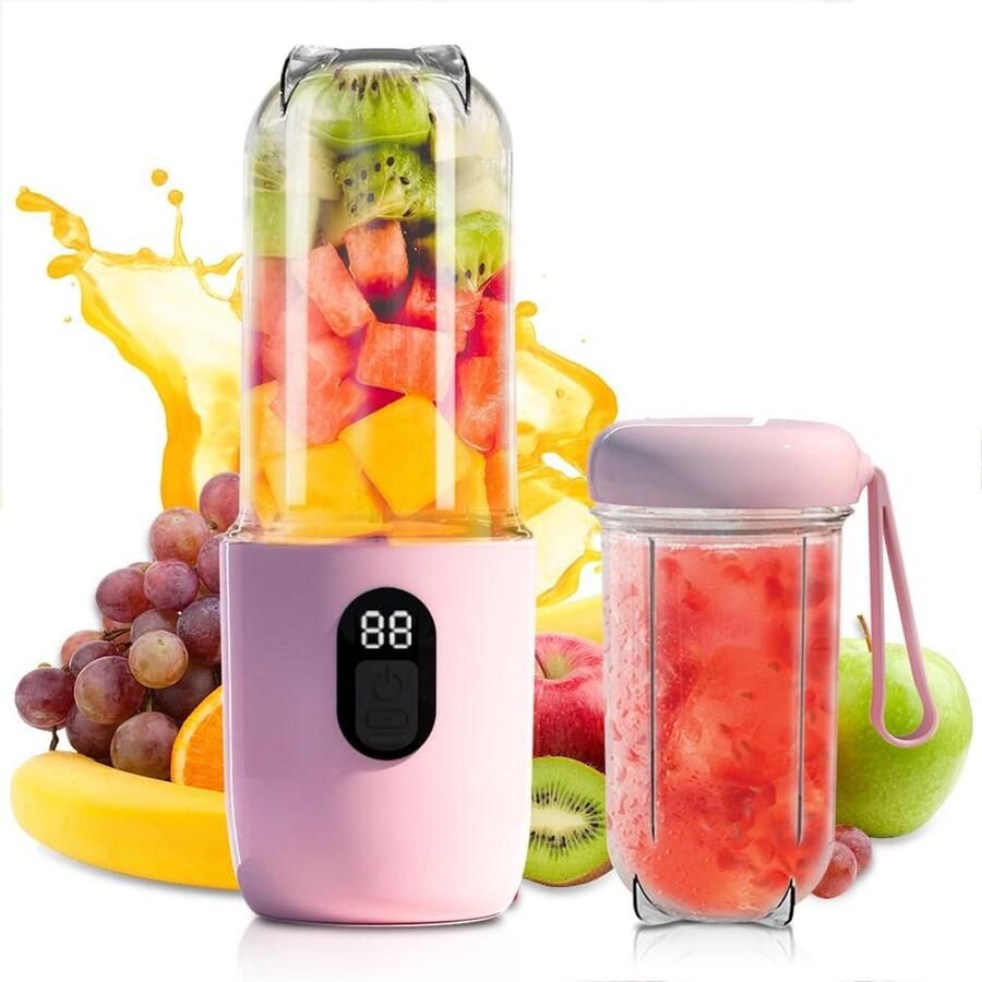 Draagbare Smoothiemaker 500ml 20.800 tpm Krachtige Mixer voor Onderweg USB-C Oplaadbaar Lichte En Eenvoudig Schoon te Maken Ideale Reismixer voor Sap en Smoothies