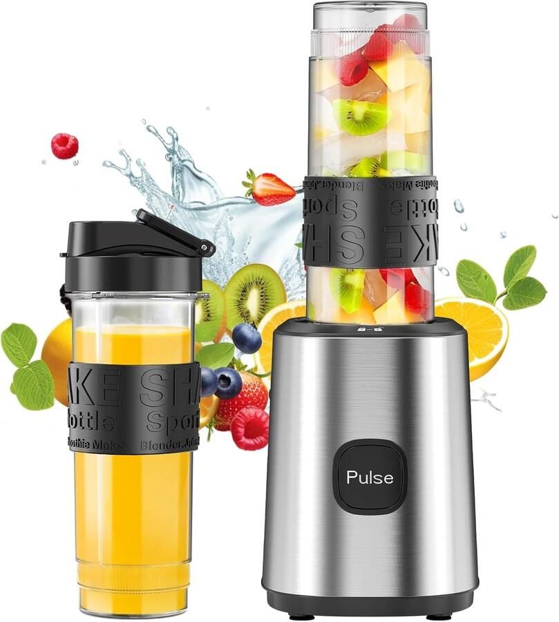 Draagbare Smoothiemaker met 2 Smoothieflesjes Multifunctionele Blender voor Gezonde Smoothies en Shakes
