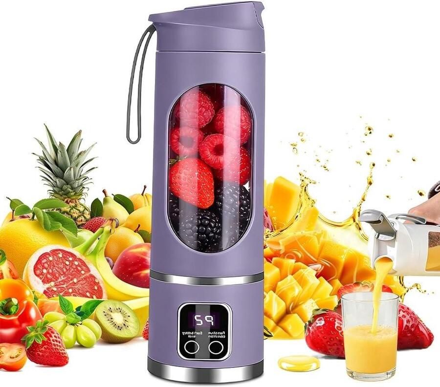 Draagbare Smoothiemixer Mini Blender Verse Drankjes Maken 12-Messen Systeem 450 ml Paars