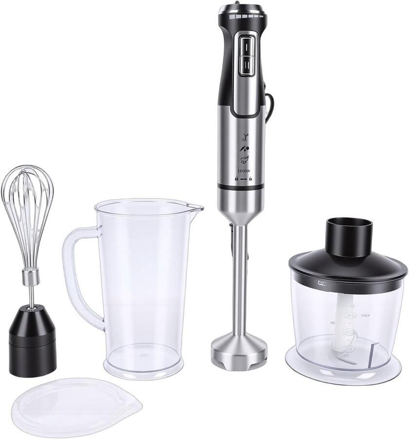 Staafmixer Set Handmixer Keukenmachine Maaltijden Bereiden Multifunctioneel Hulpstuk 500W Motor Zwart