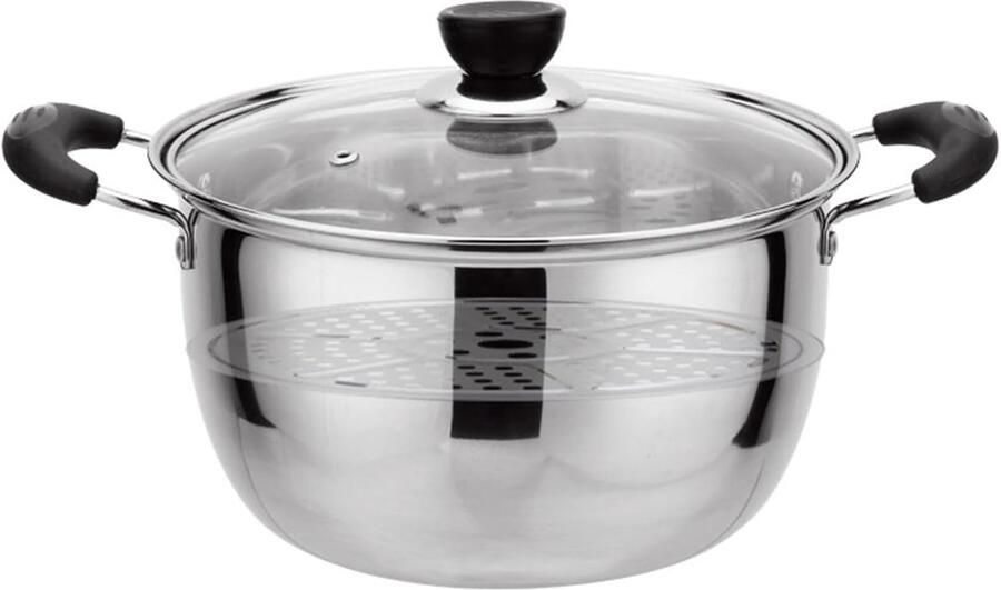 Draagbare Stoompan Roestvrij staal pan Snel Koken Geïntegreerd ontwerp 20 cm diameter