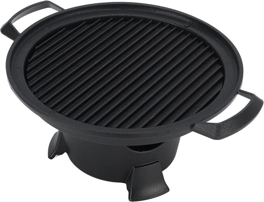 Draagbare Tafelgrill Compacte Grill Buiten Koken Voedselveilig Aluminium 24 x 24 x 12 cm Zwart