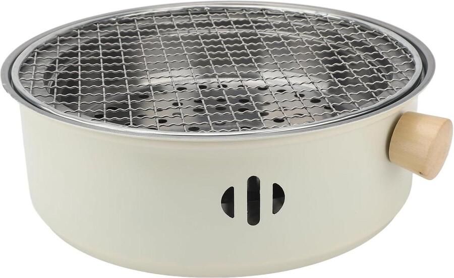 Draagbare Tafelgrill Mini BBQ Houtskoolgrill Buiten Koken Roestvrij Staal 28 cm Diameter Zilver