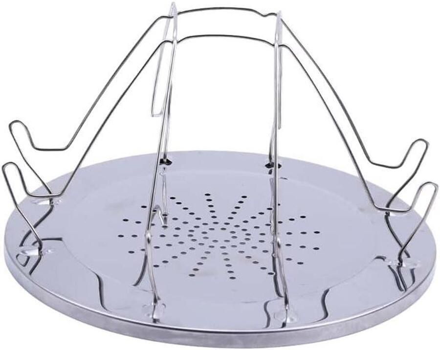 Draagbare Toast Rack Opvouwbare Grill Outdoor Koken Roestvrij Staal 22 cm Diameter Zilver