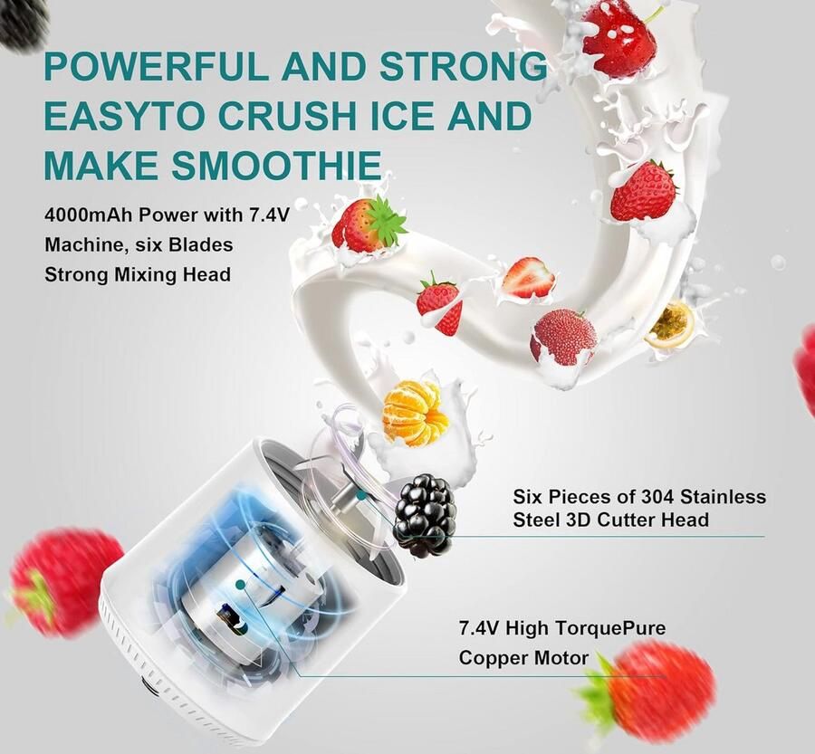 Draagbare USB Oplaadbare Blender met Sterke RVS Messen