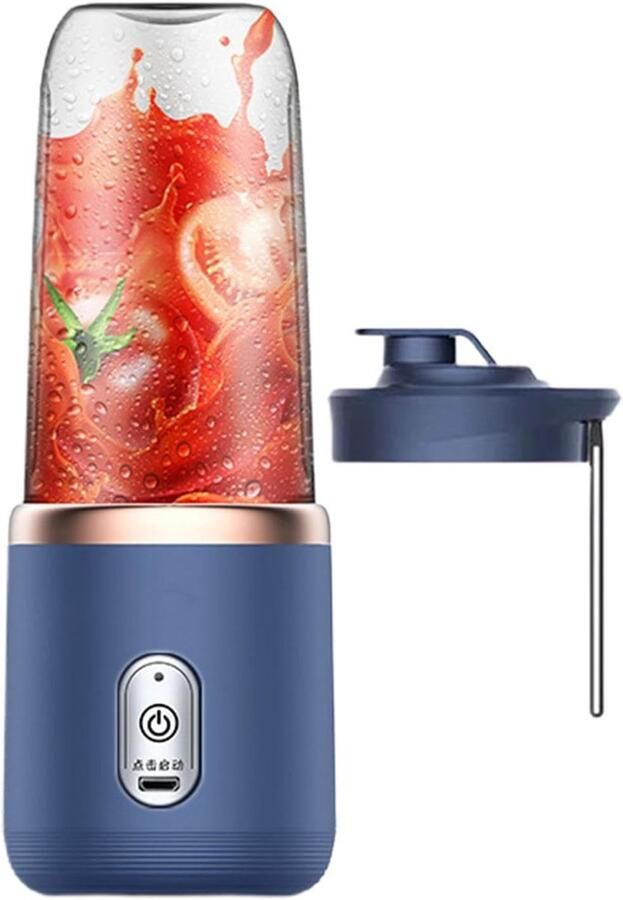 Draagbare blender smoothie blender to go voor shakes en vers fruit USB oplaadbaar blauw 19 5 x 8 5 x 8 5 cm ABS voor thuis werk en onderweg