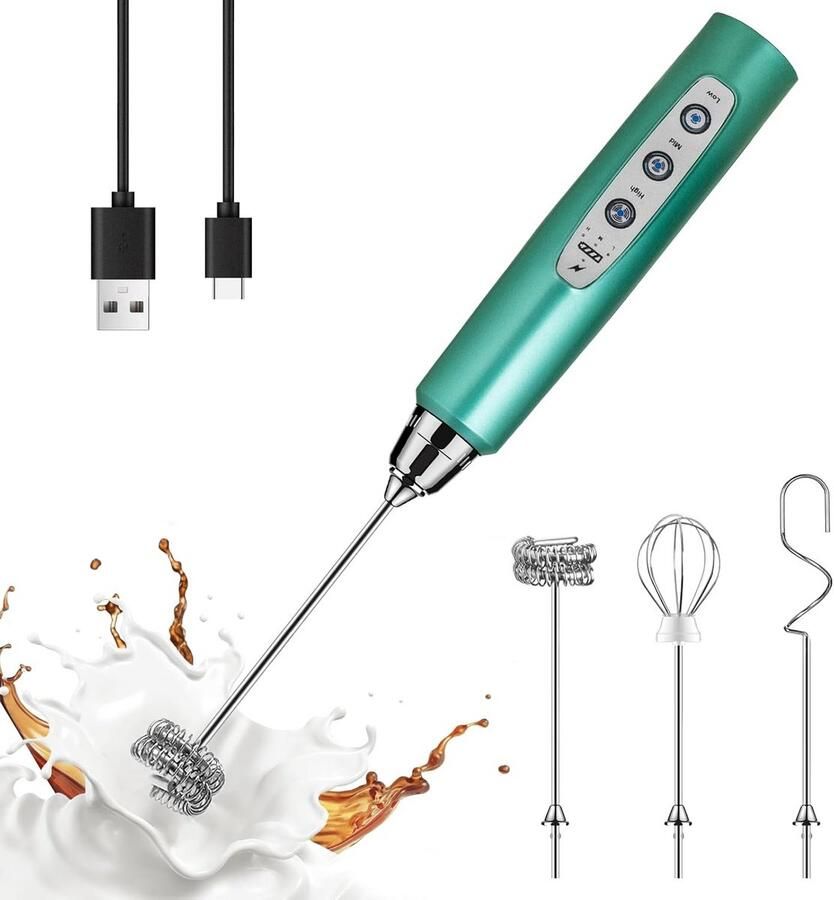 Draagbare USB Oplaadbare Melkopschuimer met 3 Snelheden