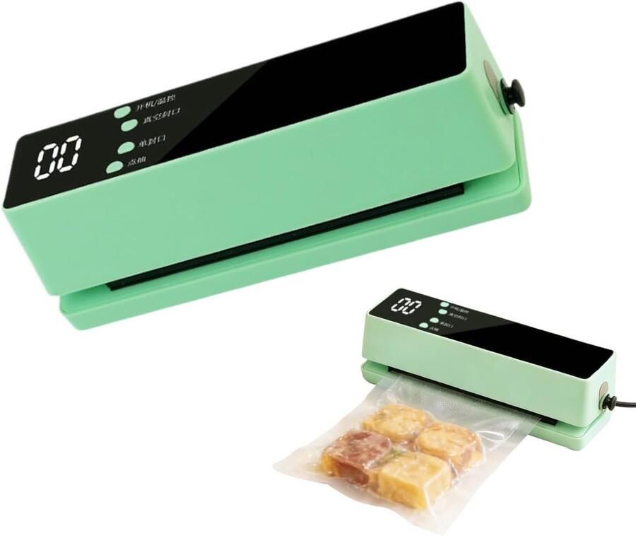 Draagbare vacuümmachine Compacte sealer Voedsel bewaren Ruimtebesparend ontwerp 17.5 cm Groen