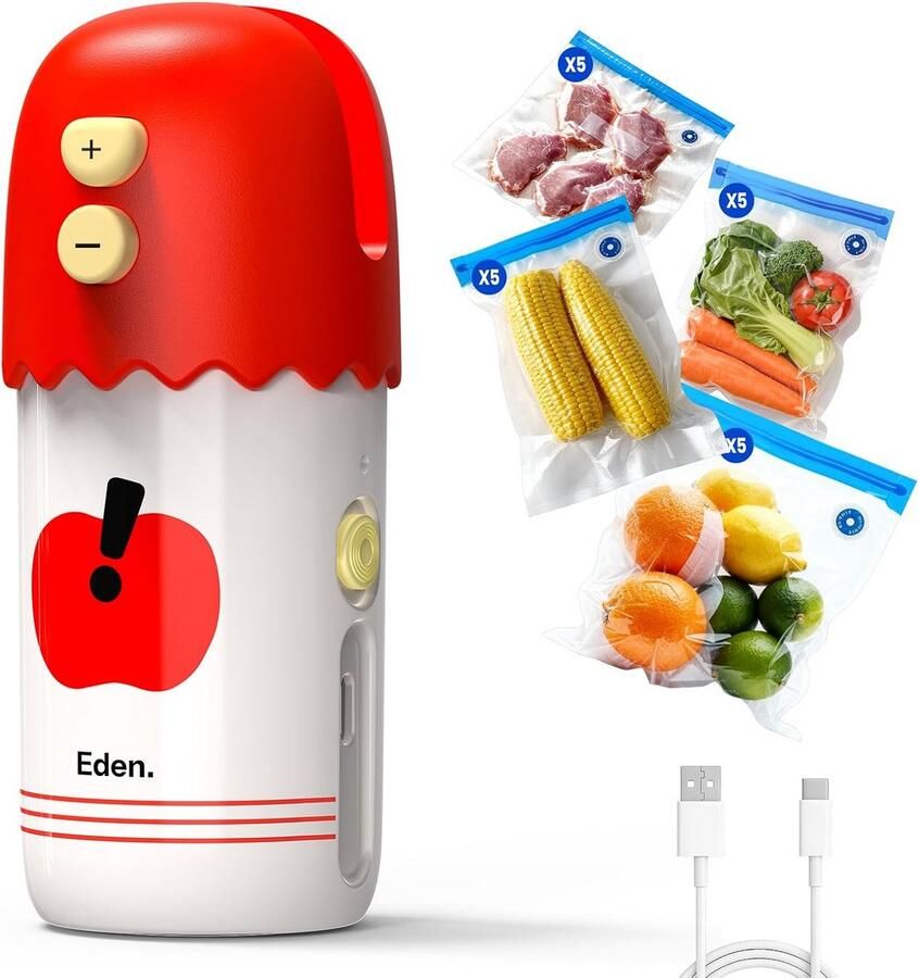 Draagbare Vacuümmachine met 20 Sluitzakken voor Voedselconservering Thuis en Onderweg