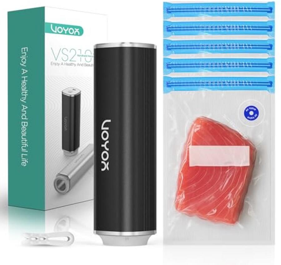 Draagbare vacuümmachine voor voedselbewaring met 5 vacuümzakken Compact en draadloos