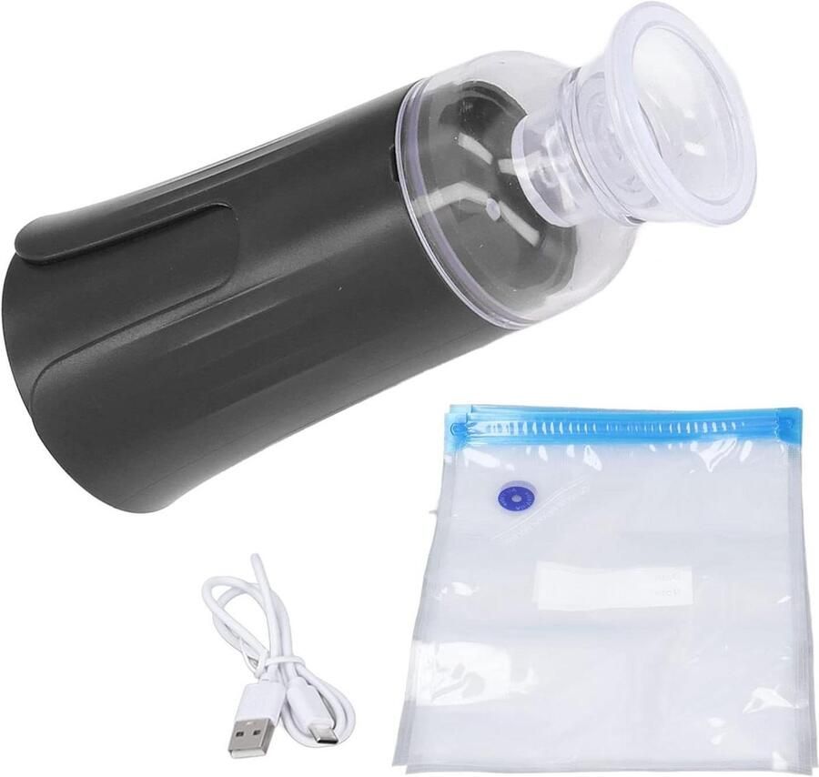 Draagbare Vacuümsealer Set Mini Vacuümpomp Voedsel Vers Houden Compact en Herbruikbaar 5 Zakken Paars Zwart