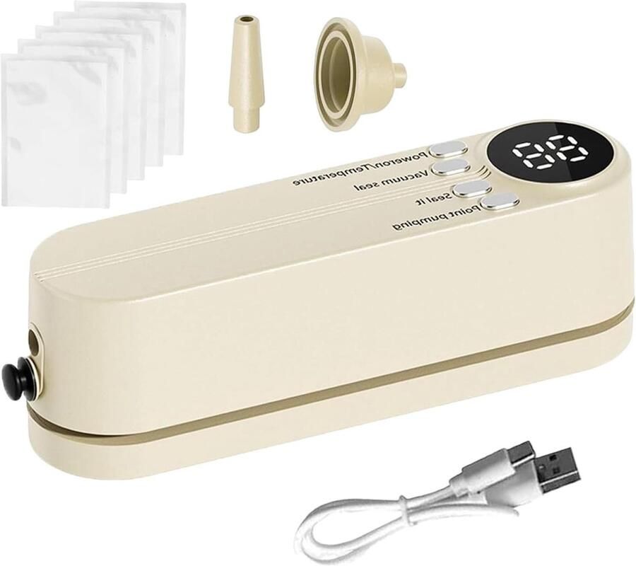 Draagbare Vacuümsealer Voedsel Saver Voedsel Vers Houden Sterke Zuigkracht Compact Ontwerp Wit