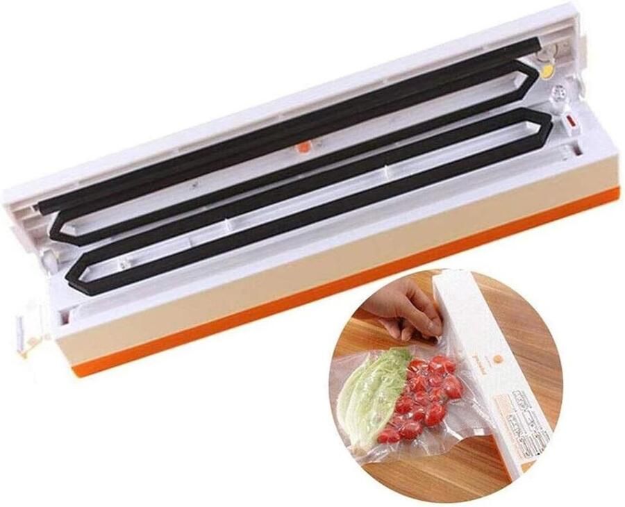 Draagbare Vacuümsealer Voedsel Verzegelaar Voedsel Vers Houden Automatische Werking 37 cm Lengte Wit Oranje