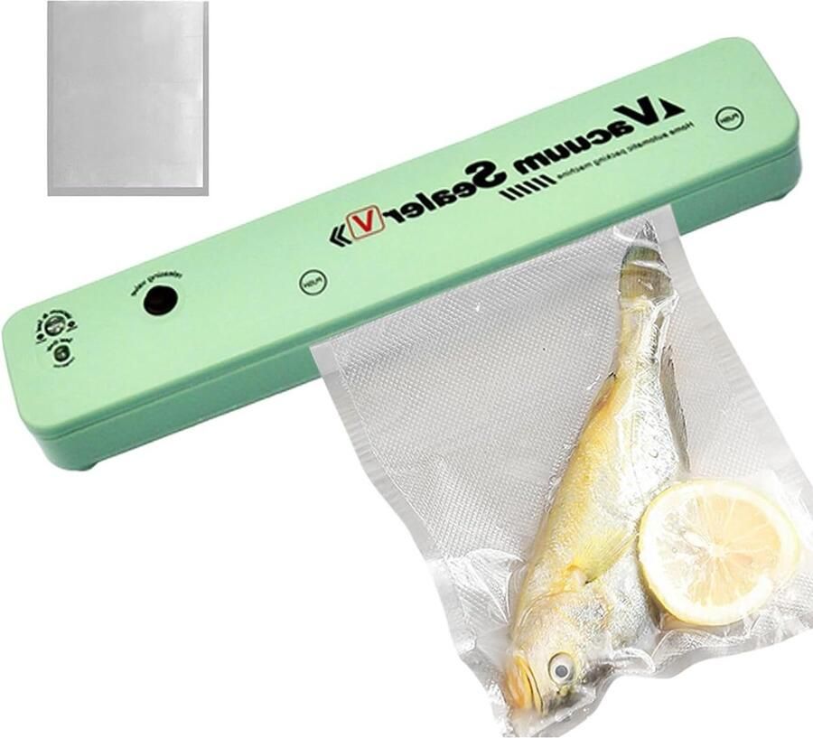 Vacuümsealer Voedselbewaarder Voedsel Vers Houden LED-geleide afdichting 100 Vacuumzakken Groen