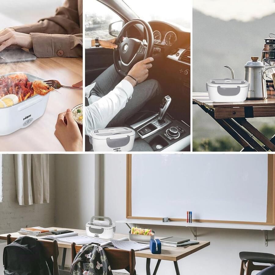Draagbare Verwarmde Lunchbox voor Warme Maaltijden Elektrische Isolatie Perfect voor Kantoor en Auto