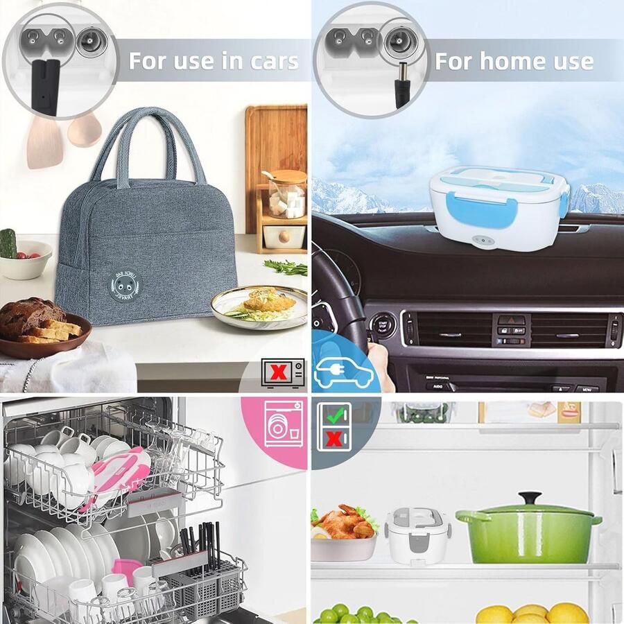 Draagbare Verwarmde Lunchbox voor Warme Maaltijden Elektrische Isolatie Perfect voor Kantoor en Auto - Foto 2