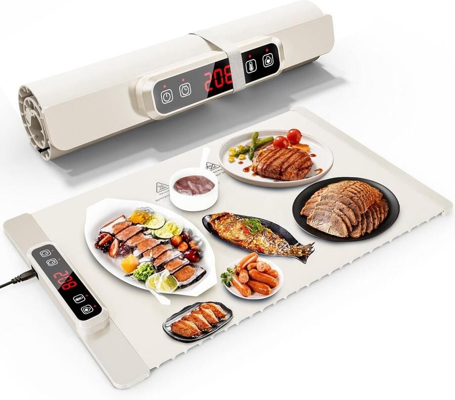 Draagbare Warmhoudplaat met 5 Temperaturen en Kinderslot Perfect voor Buffet en Diner