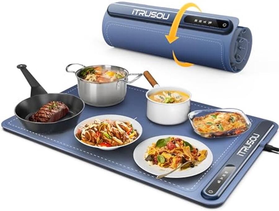 Draagbare Warmhoudplaat met Instelbare Temperatuur en Oprolbaar Ontwerp
