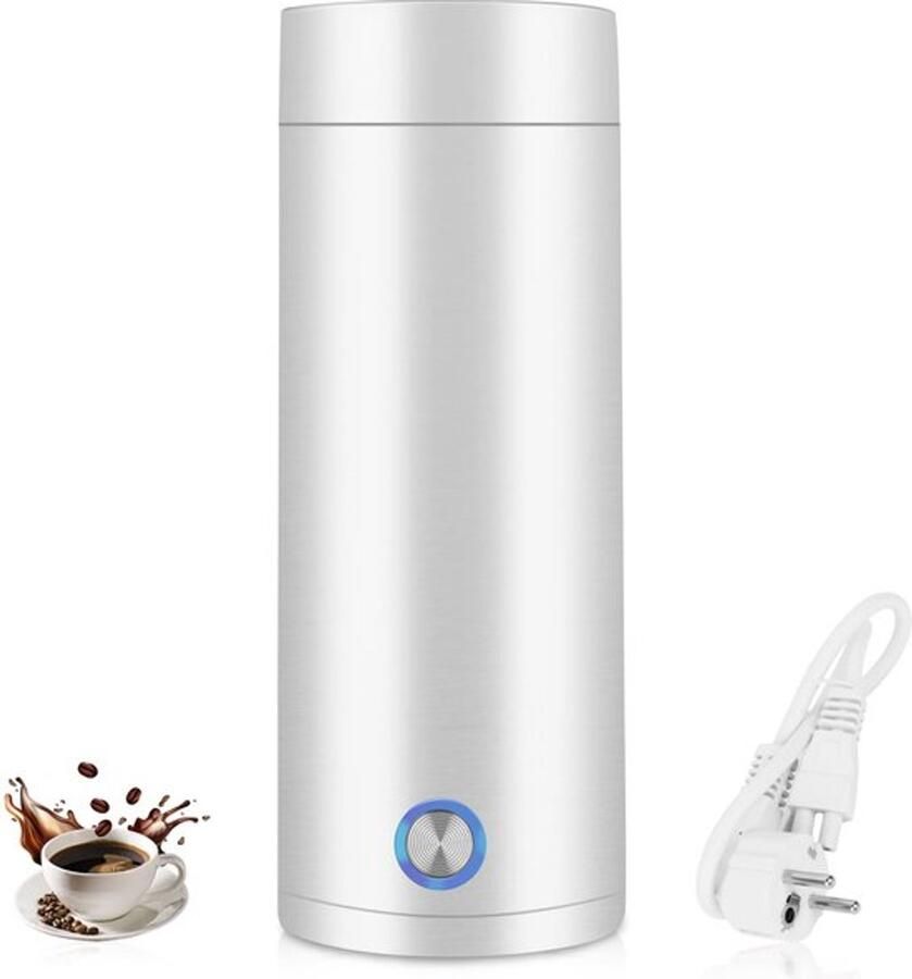 Draagbare waterkoker 400 ml elektrische reiskoker 3-in-1 mini-thermoskan 304-roestvrijstalen voering start met één knop automatische uitschakeling voor thee melk koffie wit