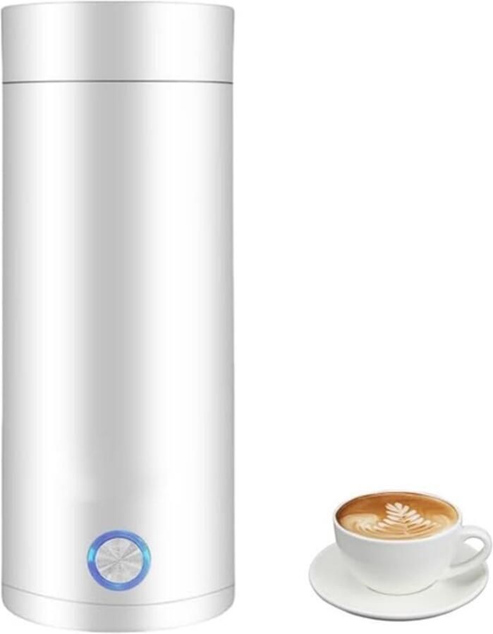 Draagbare elektrische waterkoker mini-reiswaterkoker van 400 ml. Compact en draagbaar met automatische uitschakeling warmt snel op veilig en betrouwbaar. Geschikt voor hotels buitenactiviteiten en thuisgebruik. (Wit)