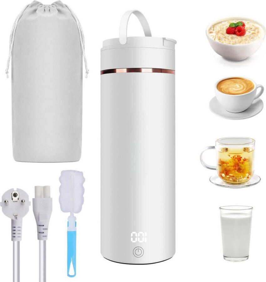 Draagbare Waterkoker 450 ML Mini Waterkoker – Met Automatische uitschakeling Portable Reis Waterkoker Camping Waterkoker Wit