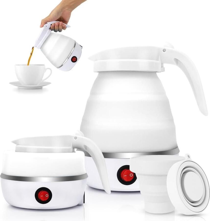Draagbare waterkoker 600 ml Opvouwbare mini-elektrische siliconen waterketel voor camping en reizen