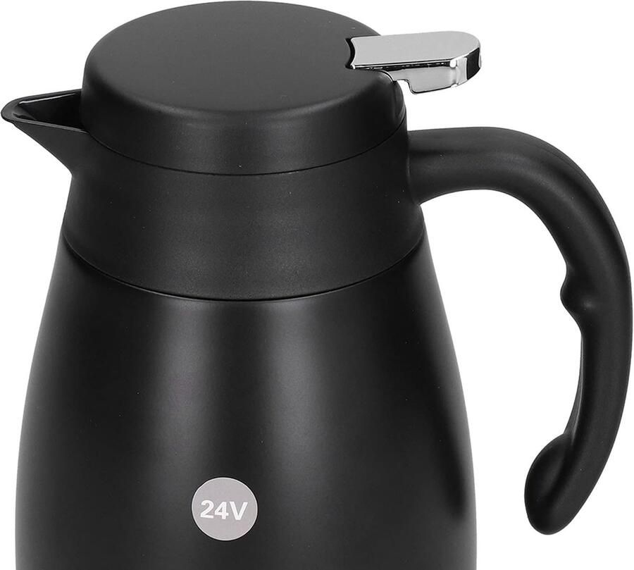 Draagbare Waterkoker Auto Waterkoker Reis Waterkoker Onderweg Warme Dranken Roestvrij Staal Constructie 1200 ml Mat Zwart