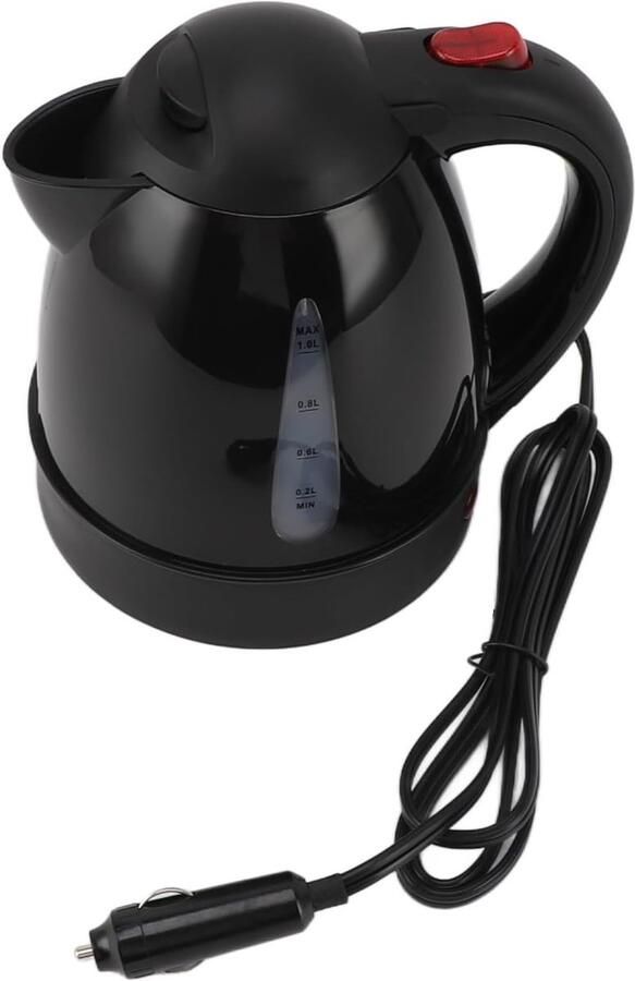 Draagbare Waterkoker Auto Waterkoker Reis Waterkoker Warm Water Onderweg Automatische Uitschakeling 1000 ml Zwart