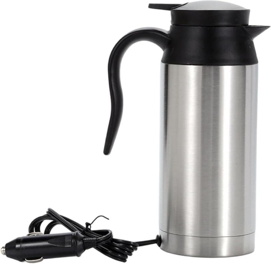 Draagbare Waterkoker Auto Waterkoker Warme Dranken Onderweg 12V 24V Compatibel 750 ml Capaciteit Zilver