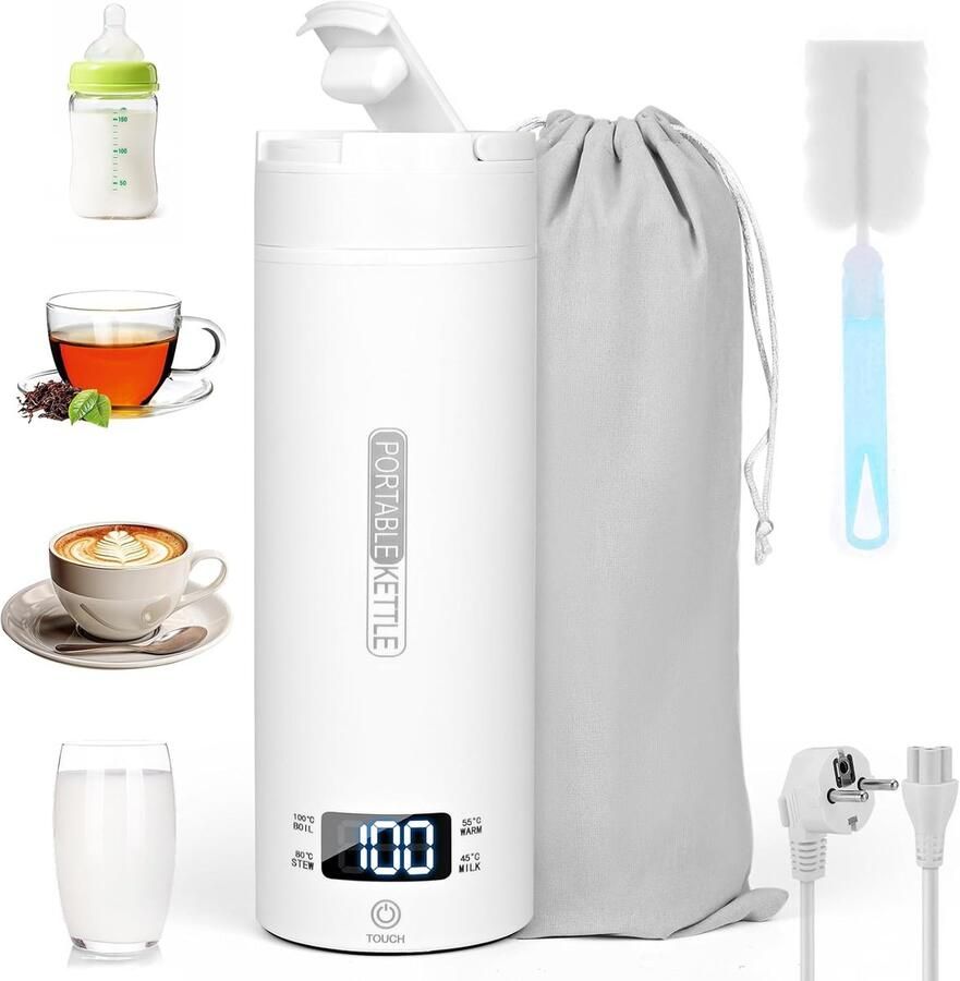 Draagbare waterkoker met instelbare temperatuur 450 ml voor thuis en reizen