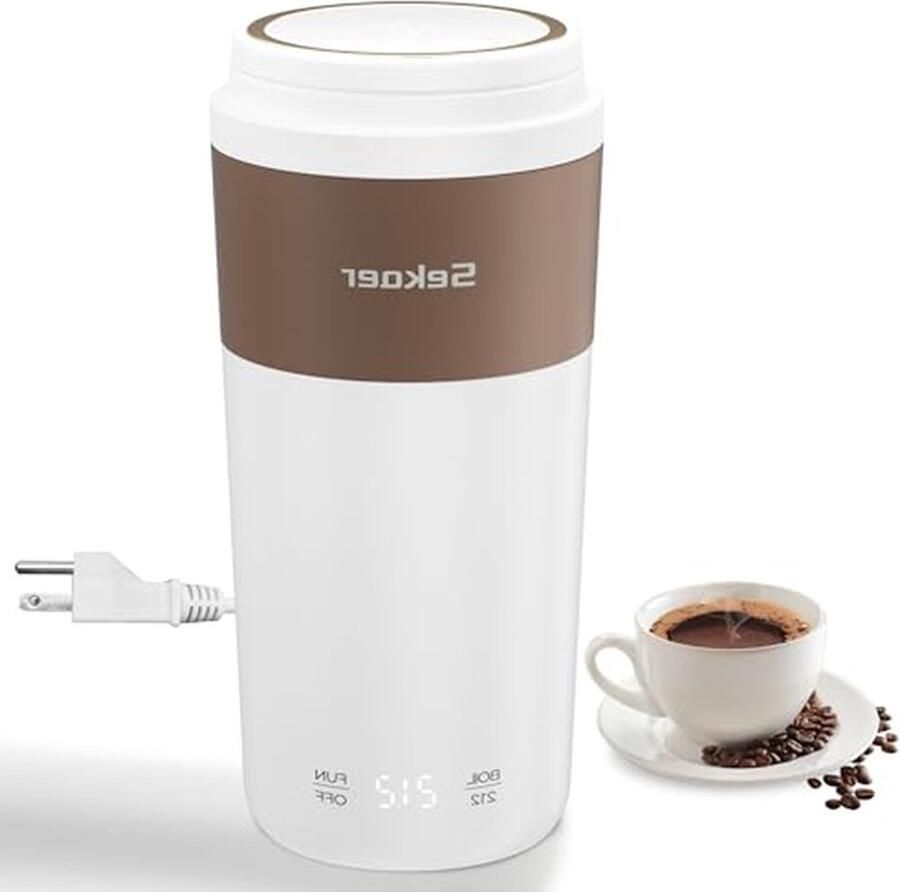 Draagbare Waterkoker Mini Ketel Reizen en Kantoor Dubbele Spanning 350 ml Bruin