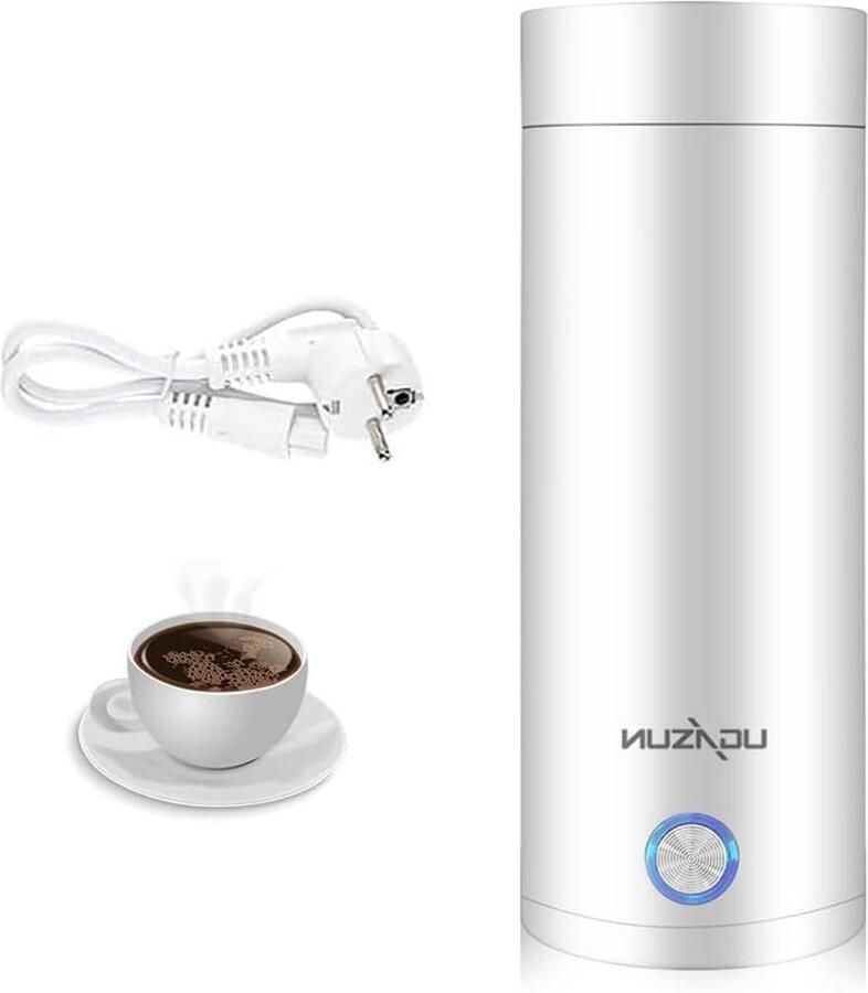 Draagbare Waterkoker Mini Thermos Reizen en Werk Snelle Verhitting 400ml Wit