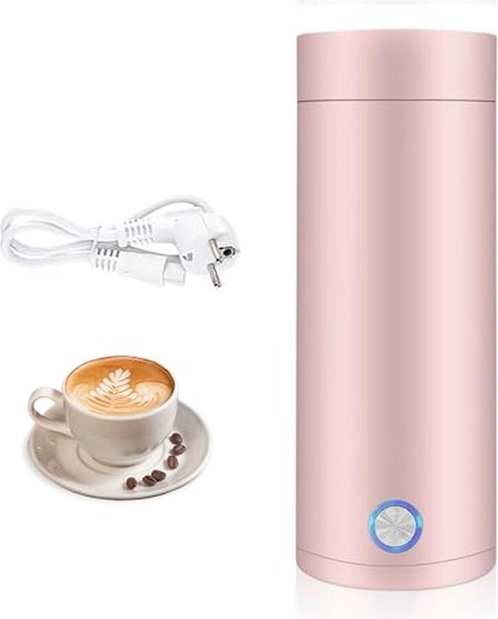 Draagbare Waterkoker Mini Thermoskan Warme Drankjes Maken Snel Opwarmen 400 ml Roze