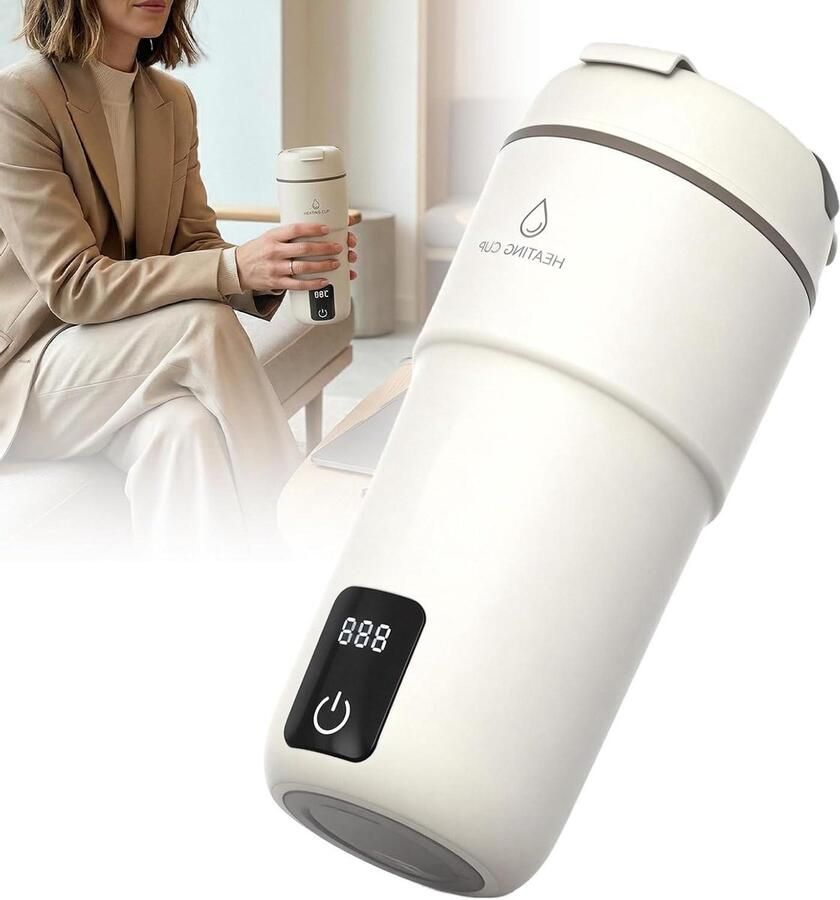 Draagbare Waterkoker Mini Waterkoker Reis Waterkoker Warme Dranken Maken Vier Temperatuurstanden 350 ml Wit