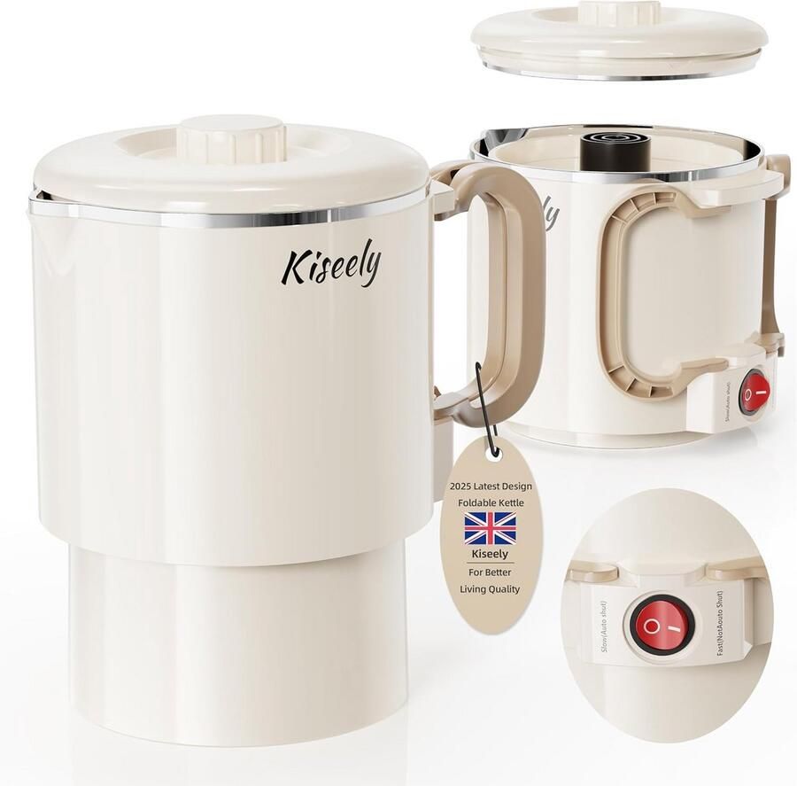 Draagbare Waterkoker Opvouwbare Ketel Kamperen Reizen Snelle Kookfunctie 1 Liter Capaciteit Zwart