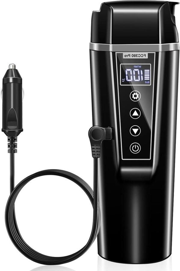 Draagbare waterkoker Reis waterkoker Auto vrachtwagen Dubbele spanning instelbaar 450 ml 23x8.5cm Zwart