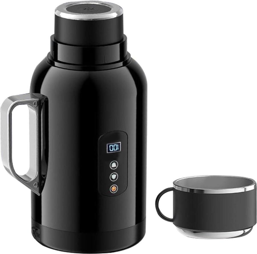 Elektrische Waterkoker Auto Waterkoker Draagbare Ketel Onderweg Water Verwarmen Snelle Kooktijd 1500ml 24 cm Hoog Zilver