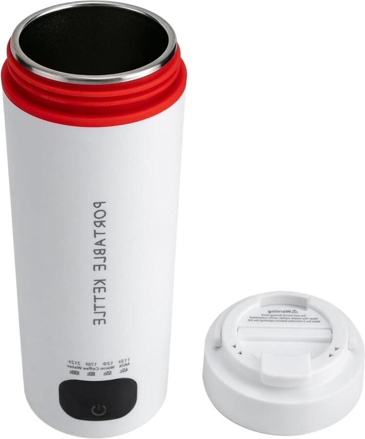 Draagbare Waterkoker Reis Waterkoker Onderweg Warme Drankjes Eendelige Bekerbekleding 450 ml Wit