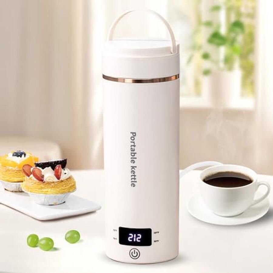 Draagbare Waterkoker Reis Waterkoker Snel Water Koken Automatische Uitschakeling 400 ml Beige