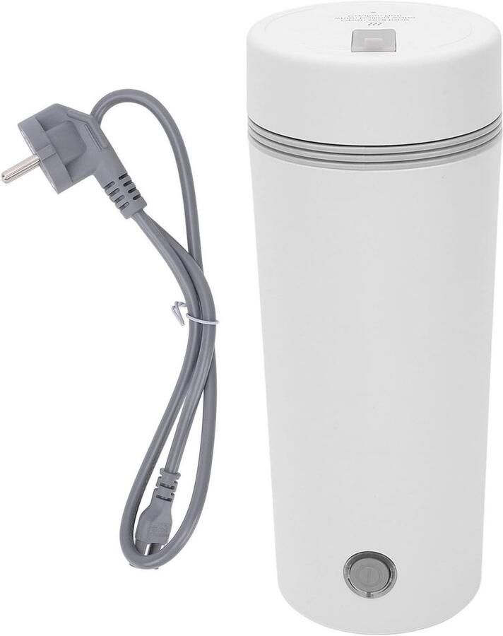 Reis Elektrische Waterkoker Verwarmde Reismok Onderweg Water Koken Lekvrij Dubbelwandig 350 ml Wit