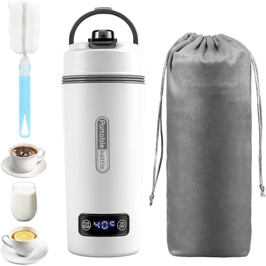 Draagbare Waterkoker Roestvrij 350 ml Mini 3-in-1 Reiswaterkoker met Temperatuurinstellingen Voor Thuis en Onderweg
